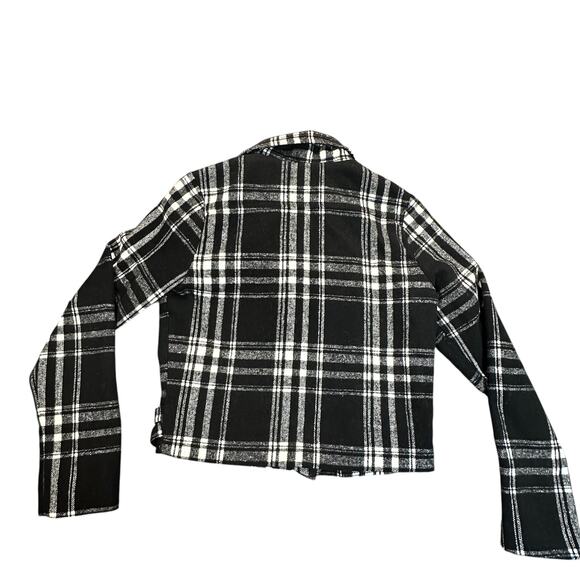 Wet Seal Jacket Womens Large Black White Plaid Wool Blend Zip Front Pockets - Picture 2 of 10